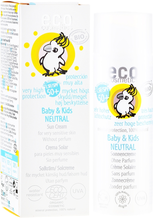 Дитячий сонцезахисний крем, нейтральний - Eco Cosmetics Baby&Kids Sun Protection Cream SPF 50+ — фото N1