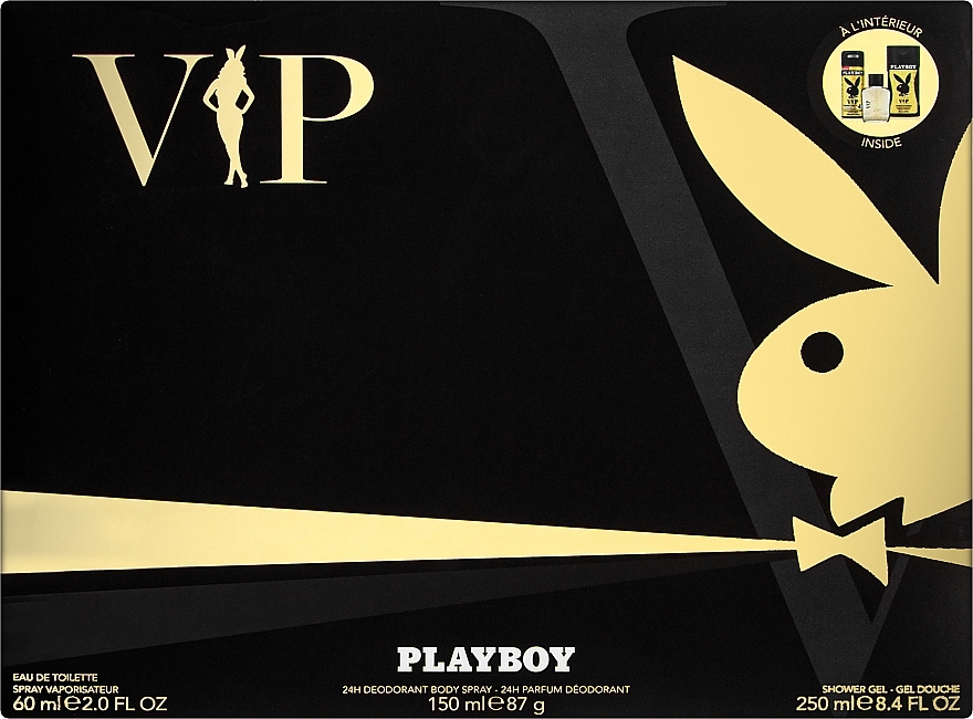Playboy VIP for Him - Набор (edt/60ml + sh/gel/250ml + deo/spray/150ml) — фото N1
