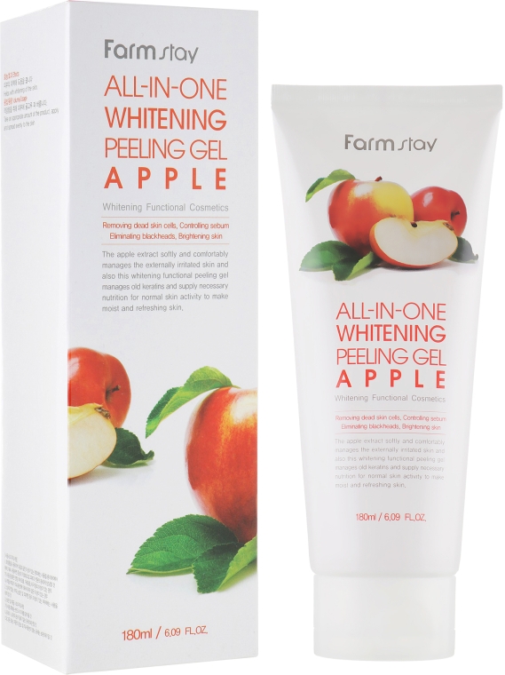 Яблучна пілінг-скатка для обличчя - FarmStay All-In-One Whitening Peeling Gel Cream Apple — фото N4