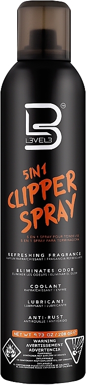 Спрей для машинки для підстригання волосся 5 в 1 - Level3 5-in-1 Clipper Spray — фото N1