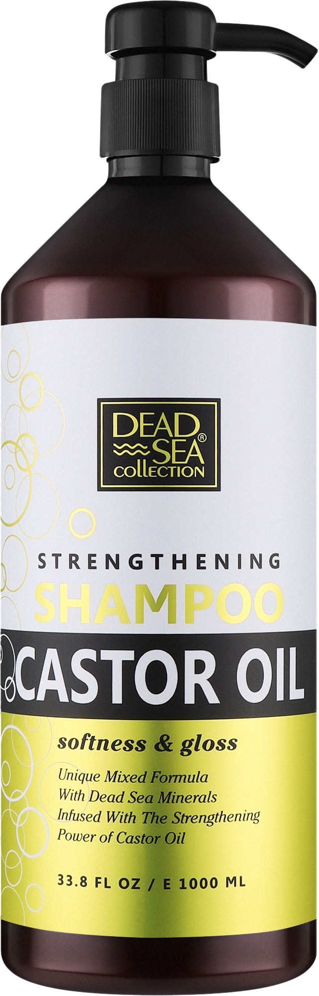 Шампунь для волосся з рициновою олією та мінералами Мертвого моря - Dead Sea Collection Shampoo With Castor Oil — фото 1000ml
