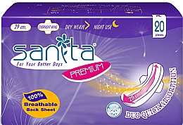 Парфумерія, косметика Нічні гігієнічні прокладки з крильцями, 29 см, 20 шт. - Sanita Premium Dry Weave Overnight Wing