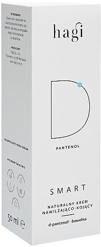 Натуральний зволожувальний і заспокійливий крем з Д-пантенолом - Hagi Cosmetics SMART D Moisturising-Soothing Face Cream with D-panthenol — фото N2
