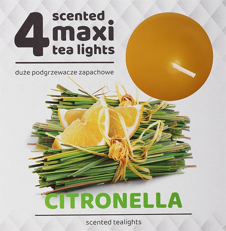 Чайні свічки "Цитронела", великі, 4 шт. - Admit Tea Light 4 Maxi Citronella — фото N1