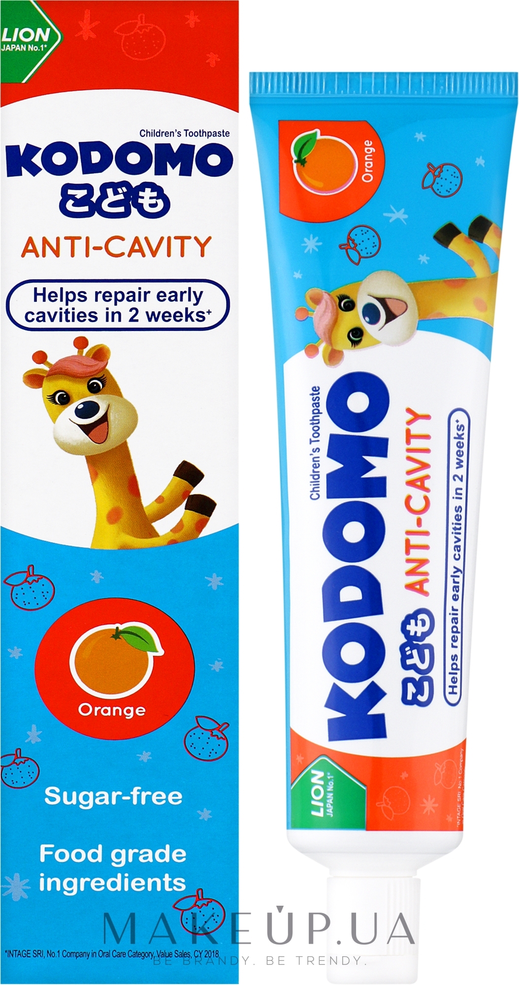 Зубна паста зі смаком апельсина для дітей від 6 місяців - Lion Kodomo Anti-Cavity Children's Toothpaste Orange — фото 80g