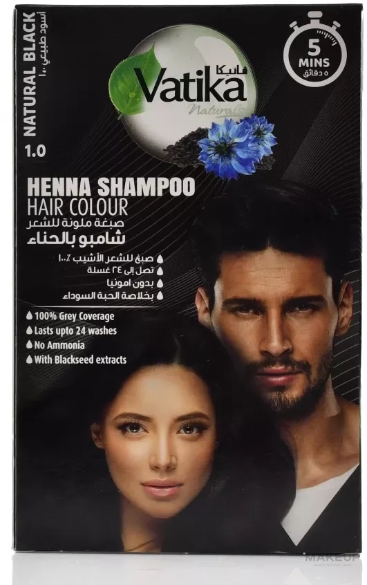 Тонирующий шампунь для волос - Dabur Vatika Henna Shampoo Hair Colour  — фото 1.0 - Natural Black