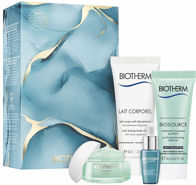 Набор - Biotherm Aquasource (f/gel/15ml + f/ser/7ml + sh/milk/40ml + f/cleanser/20ml) — фото N1