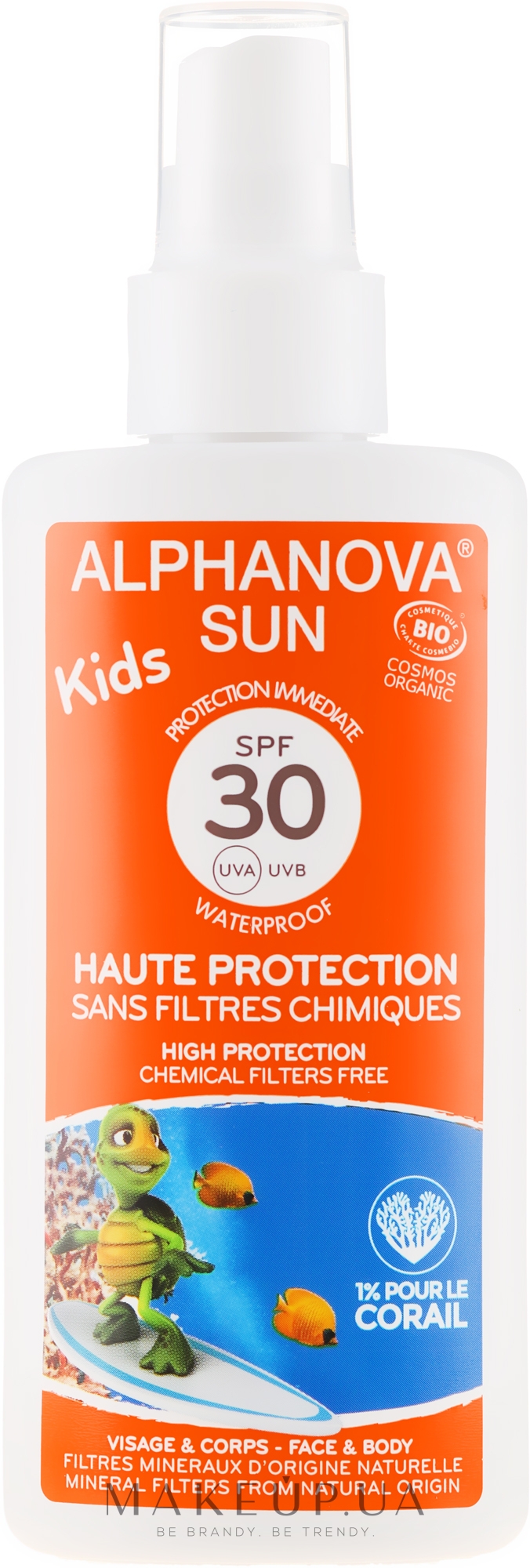 Солнцезащитный спрей для детей - Alphanova Sun Kids SPF 30 UVA — фото 125g