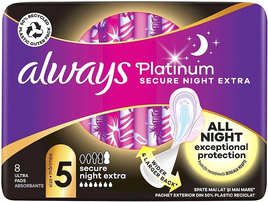 Гигиенические прокладки, размер 5, 8 шт - Always Ultra Secure Night Extra — фото N2