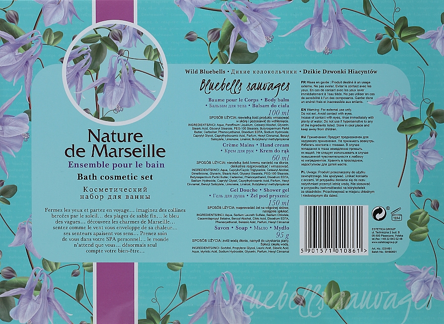 Набір "Дикий дзвоник" - Nature de Marseille (b/balm/150ml + h/cr/60ml + sh/gel/100ml + soap/90g) — фото N3
