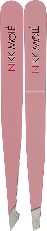 Набор из 2х розовых пинцетов для бровей в чехле - Nikk Mole — фото N1