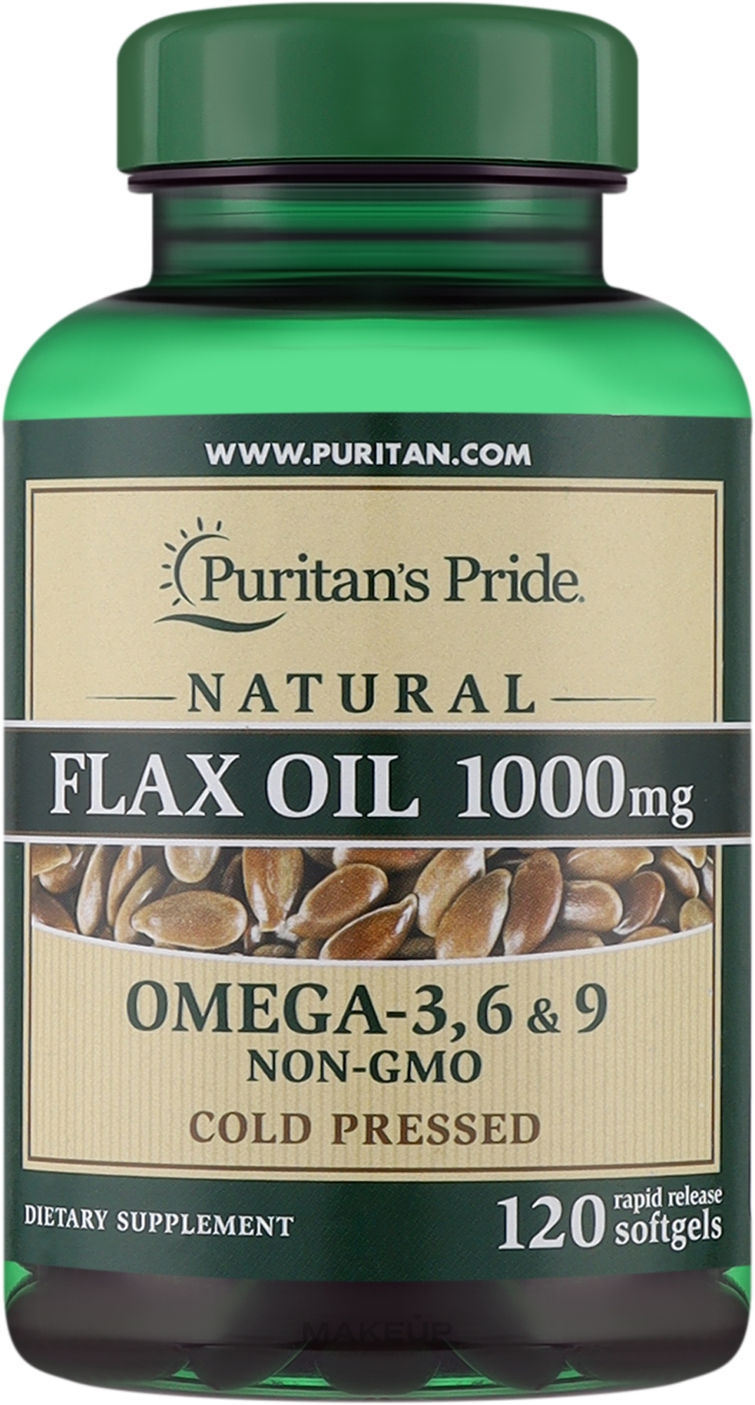 Пищевая добавка "Льняное масло " - Puritan's Pride Flax Oil Omega 3-6-9 1000mg  — фото 120шт