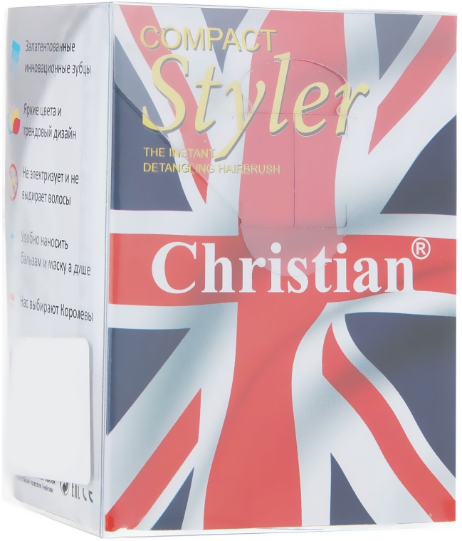 Щітка для волосся з технологією Тангл Тізер "Compact Style", чорна - Christian — фото N5