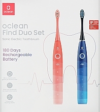 Парфумерія, косметика Набір електричних зубних щіток, синя та рожева - Oclean Flow Find Duo Set