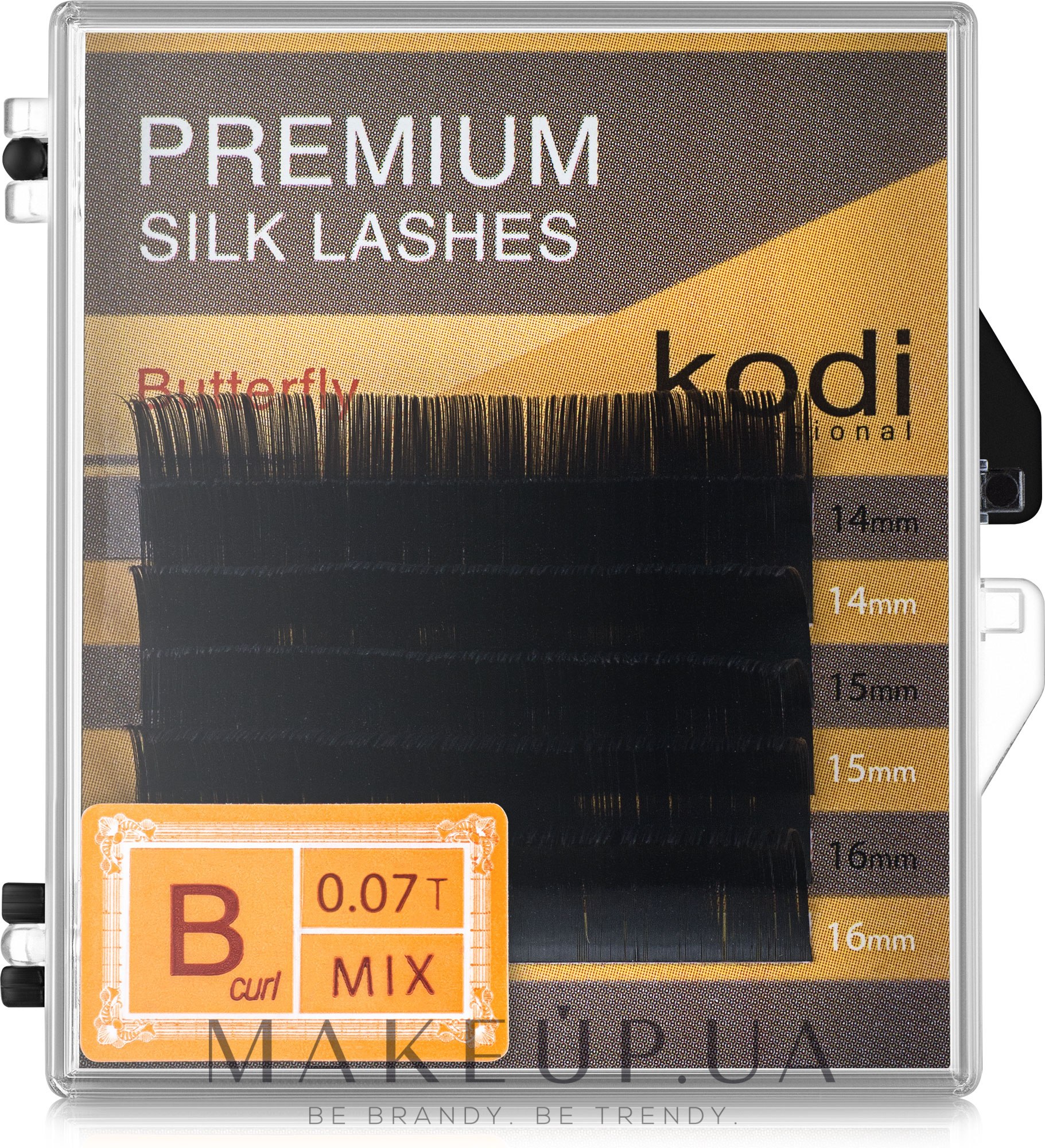Накладные ресницы Premium B 0.07Т (6 рядов: 14/15/16) - Kodi Professional — фото 1уп