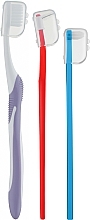 Парфумерія, косметика Набір для чищення брекет-систем, бузкова + синя щітка - Dentonet Pharma Brace Kit (t/brush/1шт+single/brush/1шт+holder/1шт+d/s/brush/3шт)
