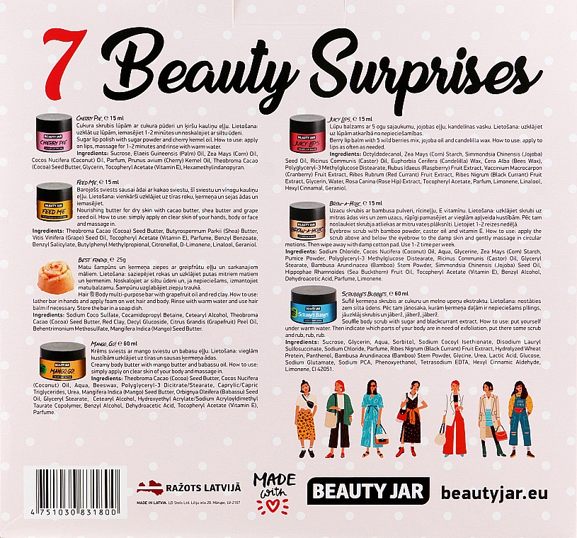 Набор - Beauty Jar 7 Beauty Surprises (b/scr/60ml + b/cr/60ml + scr/15ml + b/butter/15ml + soap/25g + scr/15ml + l/balm/15ml) — фото N3