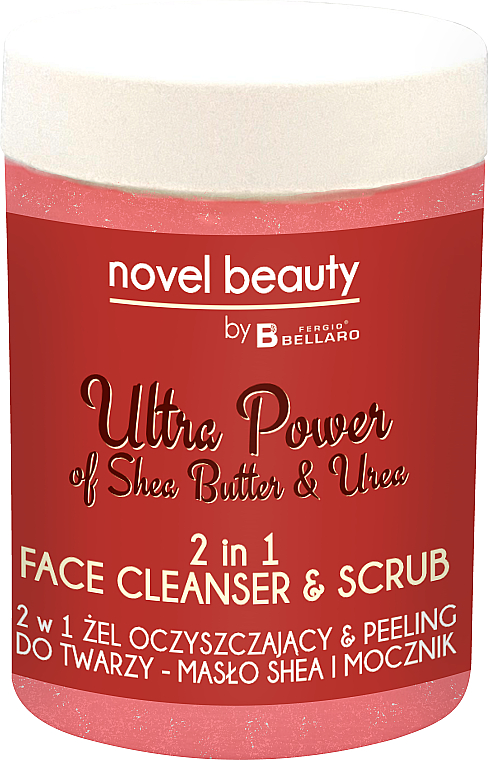 Очищувальний гель-скраб для обличчя 2в1 "Масло ши й сечовина" - Fergio Bellaro Novel Beauty Ultra Power Face Cleancer & Scrub — фото N1