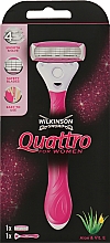 Парфумерія, косметика Одноразові станки для гоління, 1+1 шт. - Wilkinson Sword Quattro for Women Gift Box