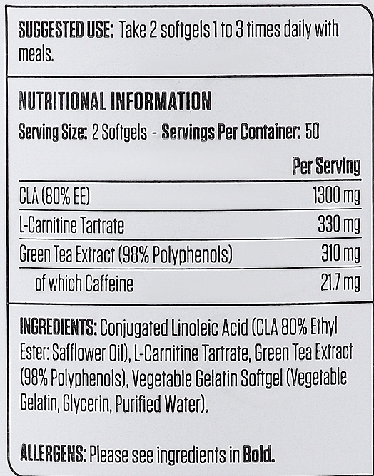 Пищевая добавка - Applied Nutrition CLA L-Carnitine & Green Tea Food Supplement — фото N3