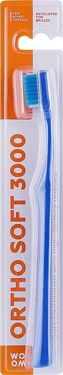 Зубная щетка ортодонтическая мягкая, синяя - Woom Ortho Soft 3000 Toothbrush — фото N1