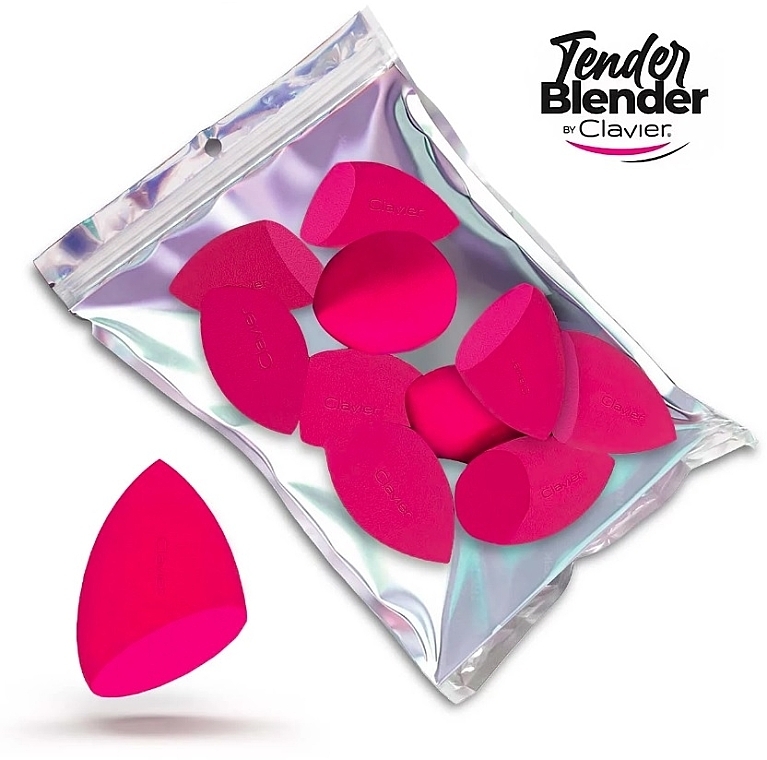 Набір спонжів для макіяжу зі скошеним краєм, рожеві - Clavier Tender Blender Super Soft — фото N1