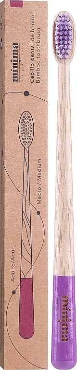 Бамбуковая зубная щетка средняя, фиолетовая - Minima Organics Bamboo Toothbrush Medium — фото N2