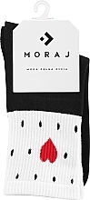 Носки с сердечками, черные с белым - Moraj — фото N1