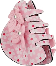 Парфумерія, косметика Заколка "Краб" для волосся, Pf-173, рожева з квітами - Puffic Fashion