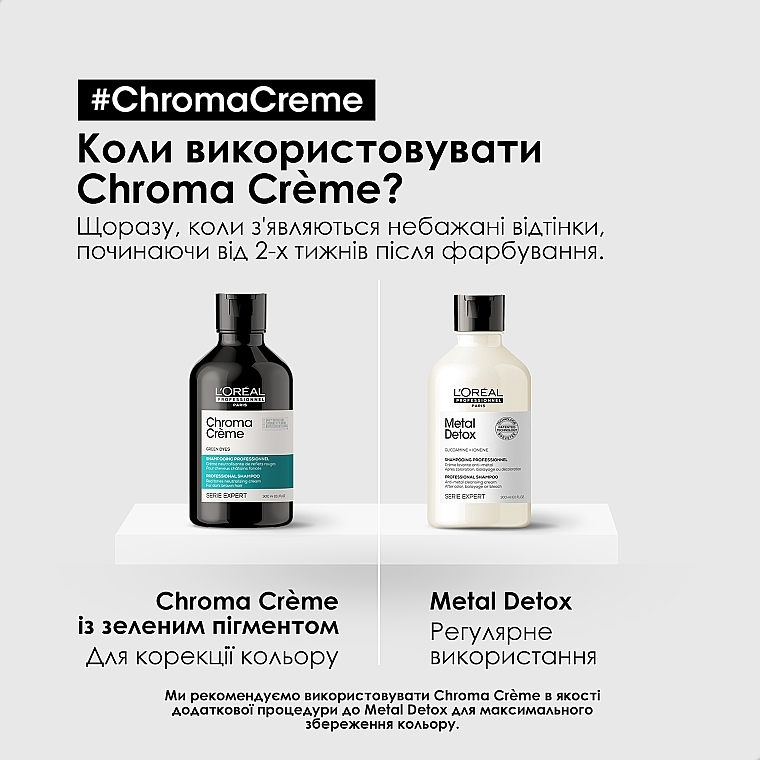 Крем-шампунь для волос с зеленым пигментом - L'Oreal Professionnel Serie Expert Chroma Creme Professional Shampoo Green Dyes — фото N7