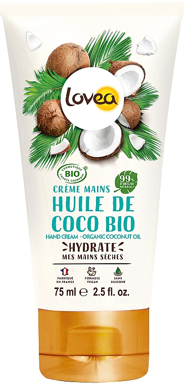 Крем для рук с маслом кокоса - Lovea Hand Cream Organic Coco Oil 