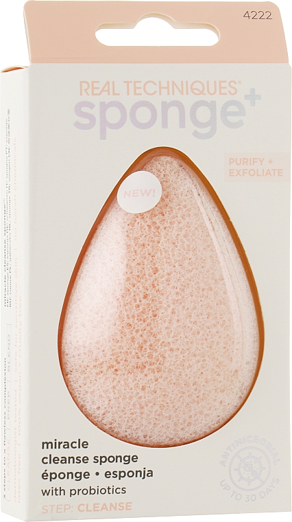 Двусторонняя губка для лица с пробиотиками - Real Techniques Sponge + Cleanse Sponge With Probiotics — фото N3