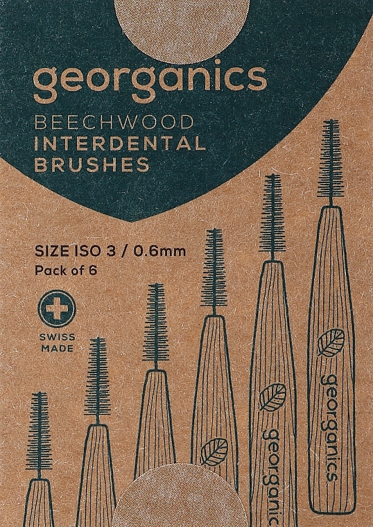 Межзубные щетки 0,5 мм - Georganics Beechwood Interdental 6 Brushes ISO 2 (0.5mm) — фото N1