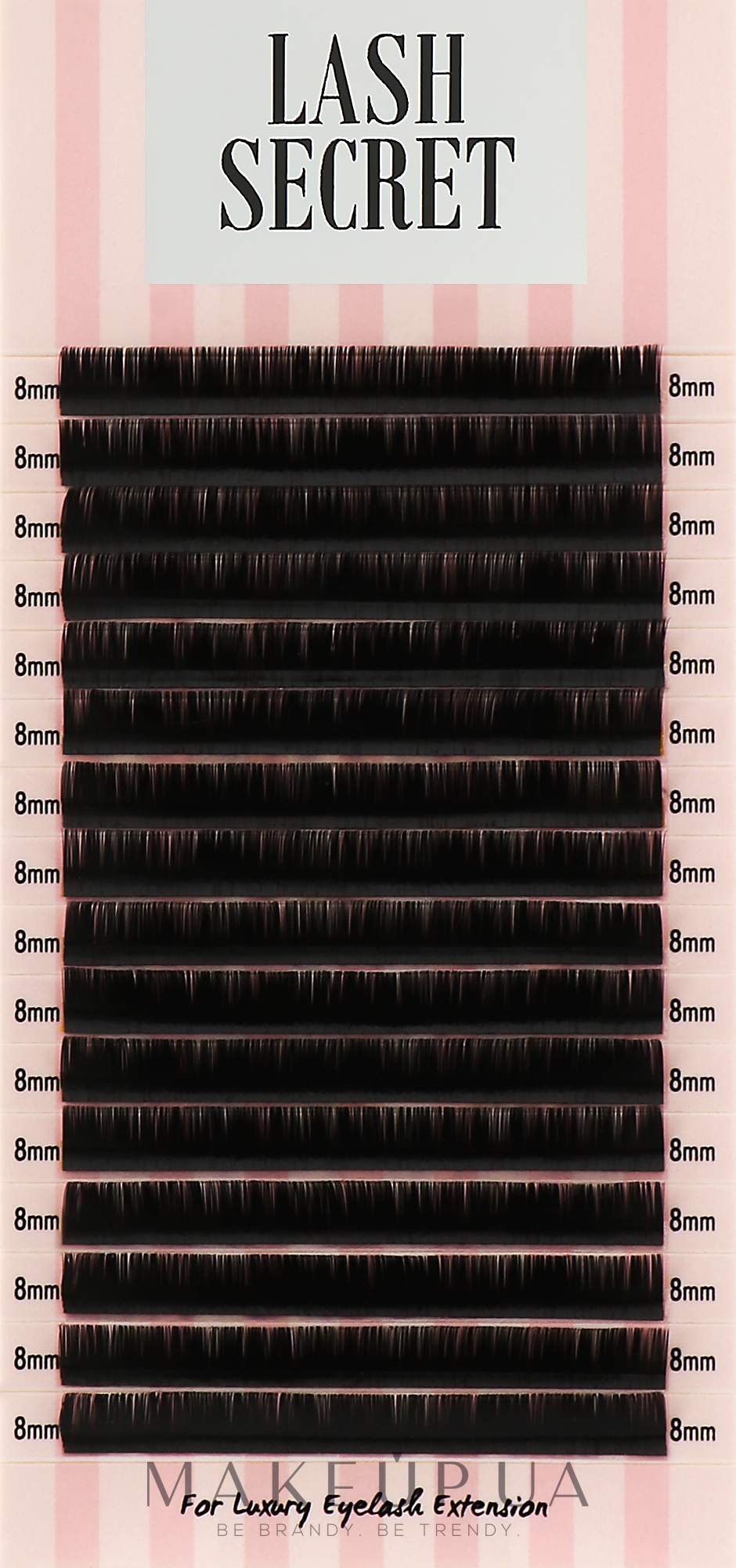 Накладные ресницы, черные, 16 линий (один размер, 0,07, C, 8) - Lash Secret — фото 1уп