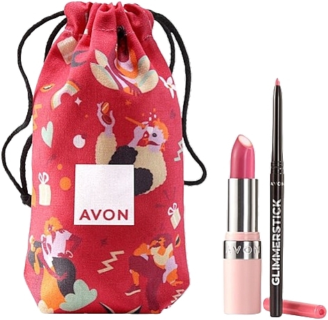 Набір - Avon Hydramatic Iconic Pink (lipstick/3,6g + lip/liner/0,35g + acc/1pc) — фото N1