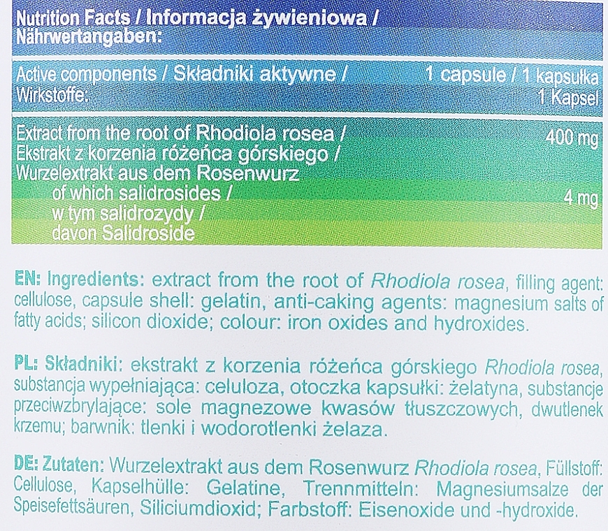 Харчова добавка "Родіола рожева" - Allnutrition Adapto Rhodiola Rosea — фото N3