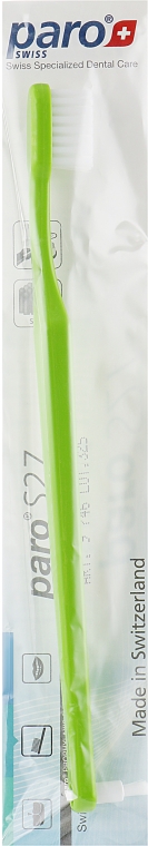 Дитяча зубна щітка, з монопучковою насадкою, м'яка, салатова - Paro Swiss S27 (поліетиленова упаковка) — фото N1