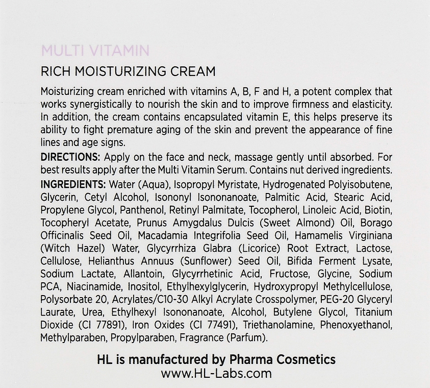 Увлажняющий крем для лица - Holy Land Cosmetics Multi Vitamin Rich Moisturizing Cream — фото N3