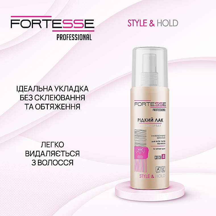 Жидкий лак для волос ультрасильной фиксации - Fortesse Professional Style Hairspray Ultra Strong — фото N4