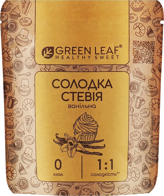 Замінник цукру, солодка стевія, ваніль 1:1 - Green Leaf — фото N1