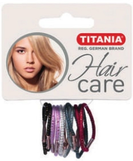 Резинки для волос, эластичные 3 см, 12 шт, разноцветные с золотом - Titania  — фото N1