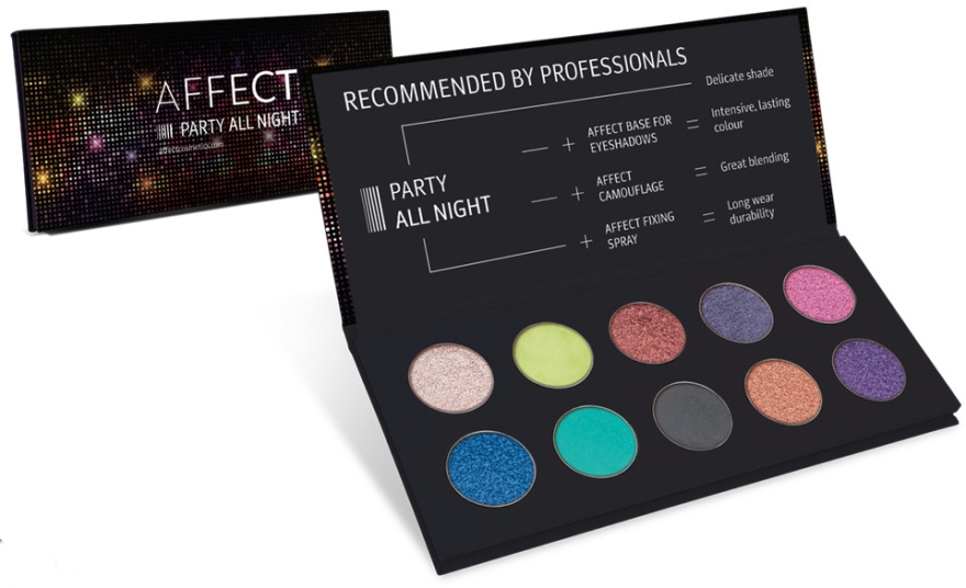 Палетка прессованных теней для век - Affect Cosmetics Party All Night Eyeshadow Palette — фото N2