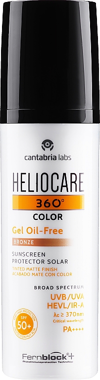 Сонцезахисний гель з тоном на водній основі - Heliocare 360 Gel Oil Free Color Spf 50 — фото N1