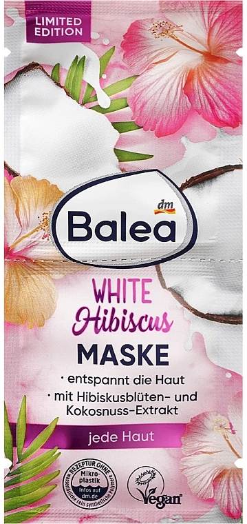 Питательная маска для лица с экстрактом кокоса и цветками гибискуса - Balea White Hibiscus — фото N1