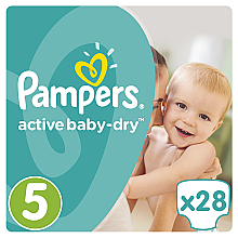 Підгузки Active Baby-Dry Розмір 5 (Junior) 11-18 кг, 28 шт. - Pampers — фото N1