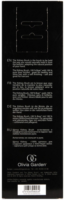 Щетка массажная - Olivia Garden Kidney Brush 100% Boar (red)  — фото N3