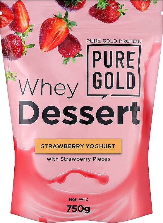 Сироватковий протеїн зі шматочками полуниці - PureGold Protein Whey Dessert Strawberry Yoghurt