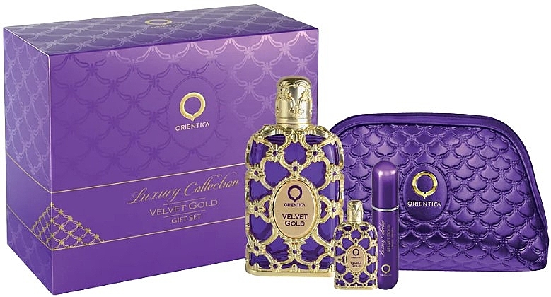 Orientica Velvet Gold - Набор (edp/80ml + edp/7,5ml + atom/1pcs + bag/1pcs) — фото N1