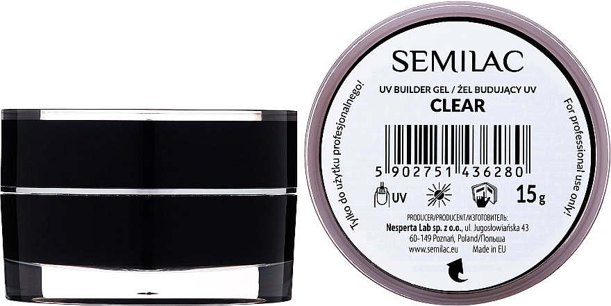 Строительный гель для наращивания ногтей - Semilac UV Builder Gel Clear — фото N1