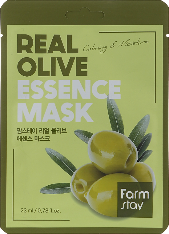 Зволожувальна тканинна маска для обличчя з екстрактом оливи - FarmStay Real Olive Essence Mask